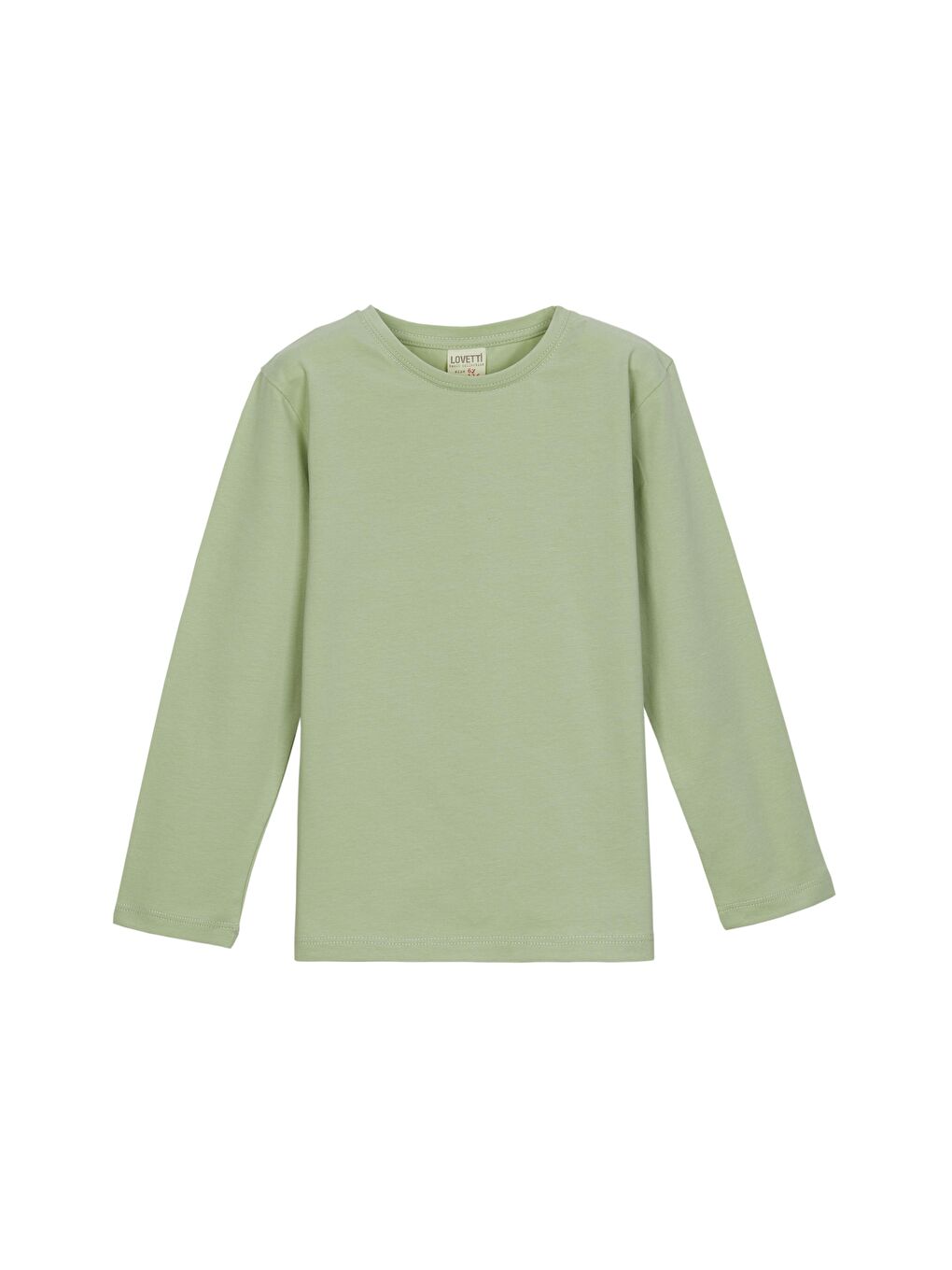 Açık Çağla Yeşil Unısex Sıfır Yaka Uzun Kollu Tişört