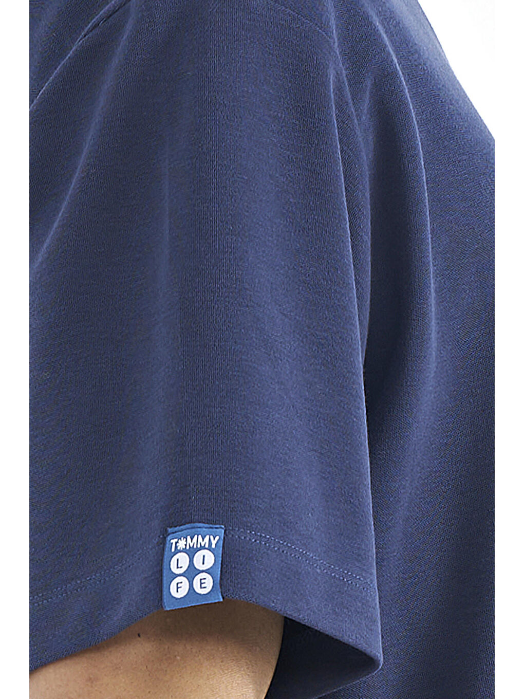 İndigo Kol Arma Detaylı Basic Oversize Erkek Tişört - 88193-2