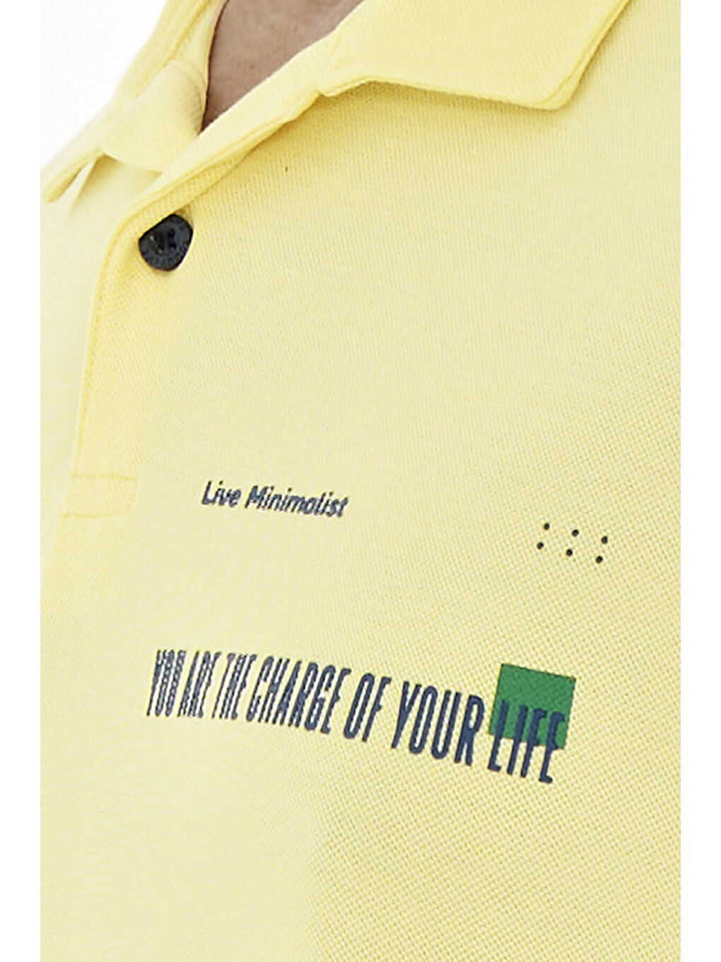 Sarı Yazı Baskılı Standart Form Polo Yaka Erkek Tişört - 88236-2