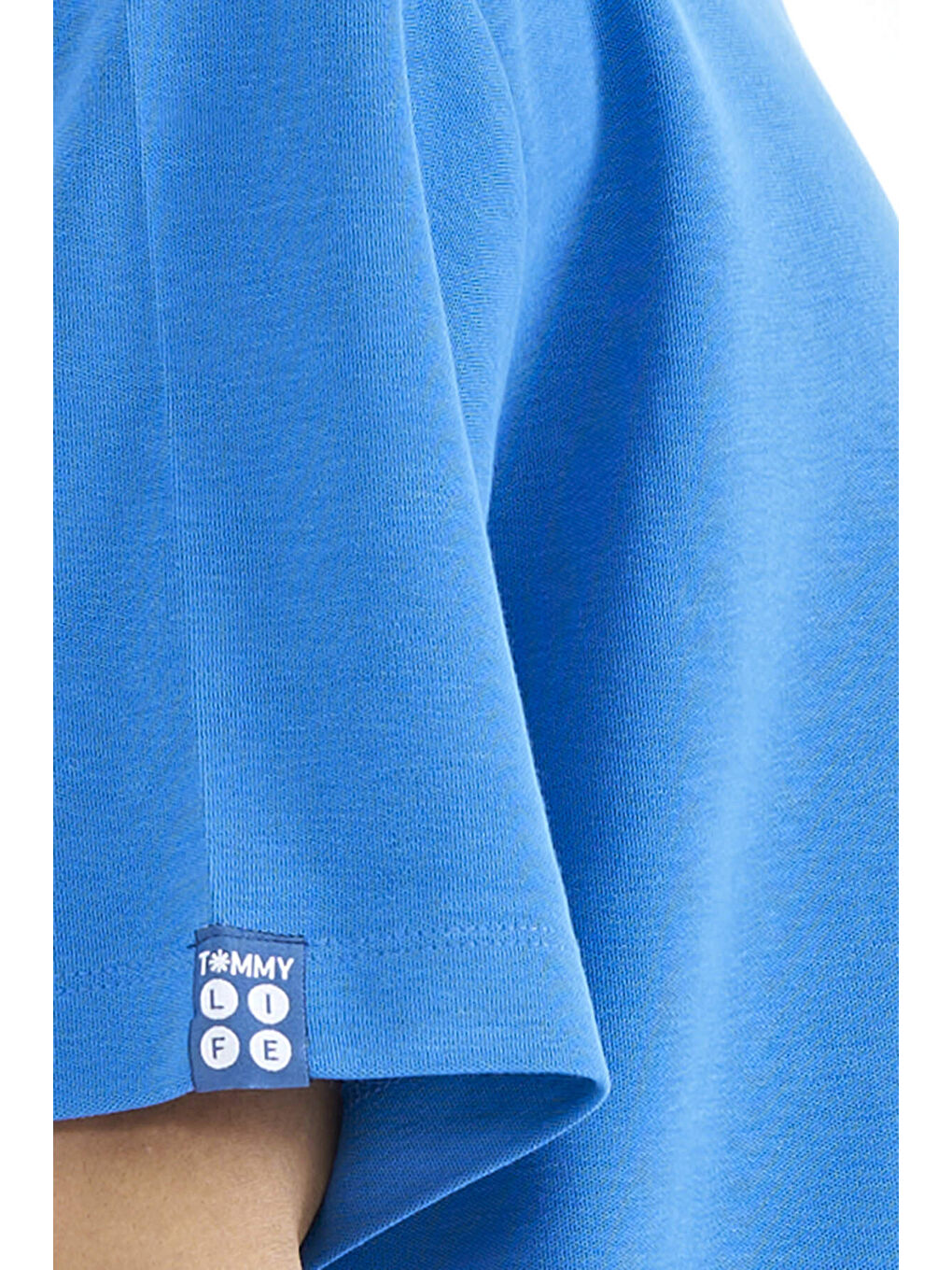 Mavi Saks Kol Arma Detaylı Basic Oversize Erkek Tişört - 88193-2