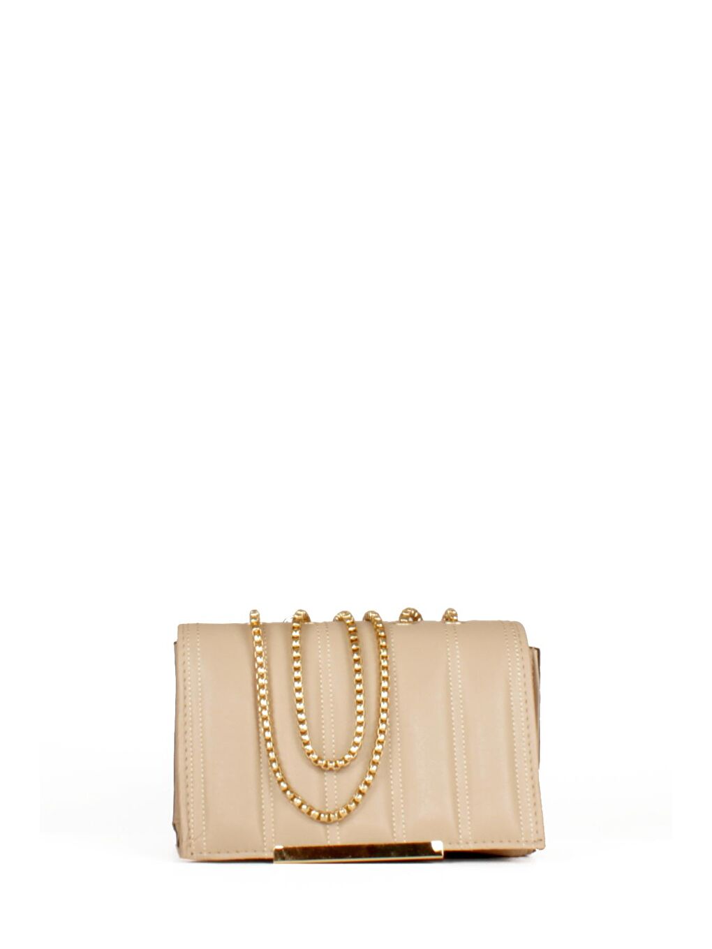 Bej Kadın Zincir Asklı El ve Omuz Çantası (10545)-1