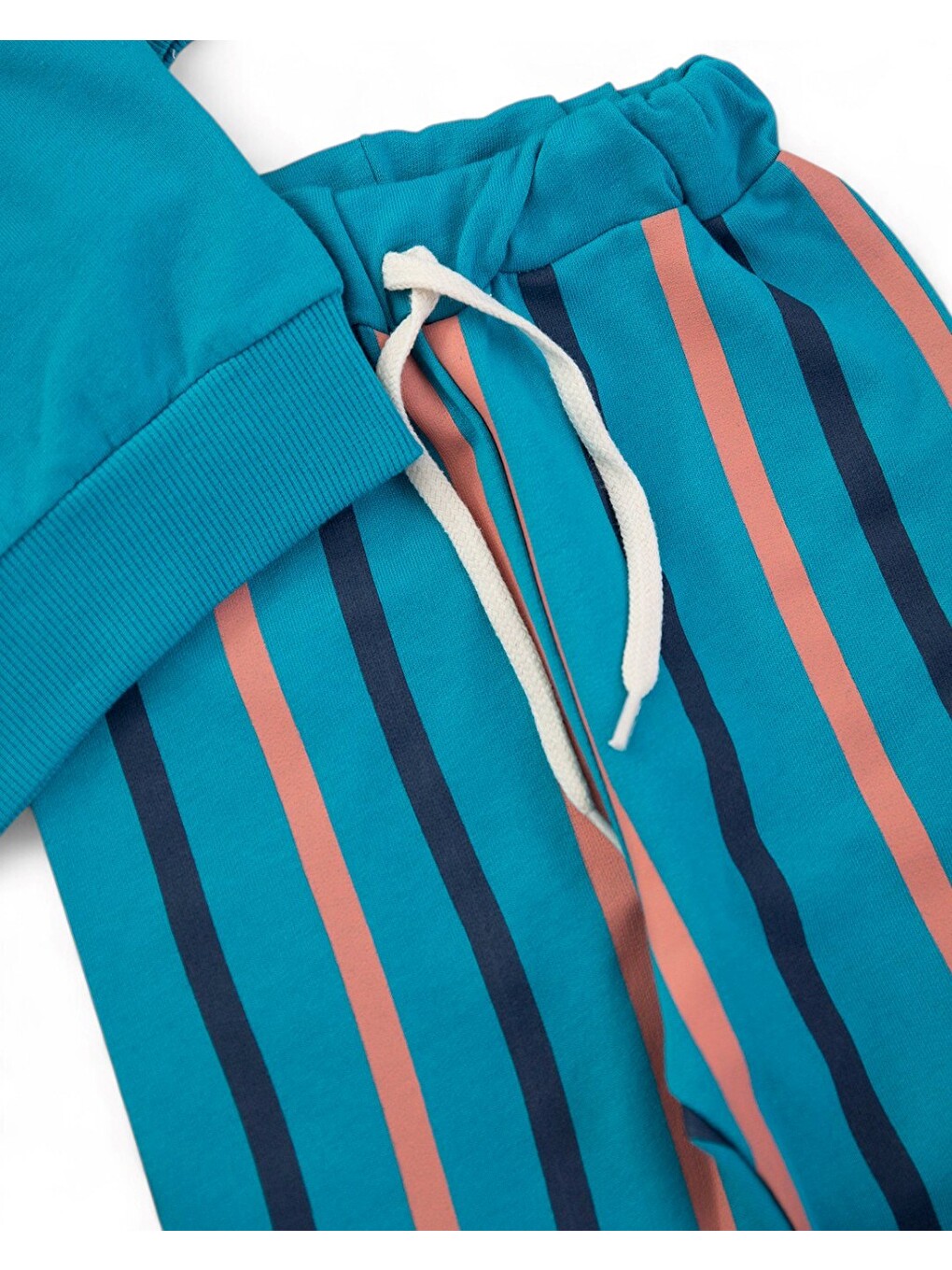 Petrol Erkek Bebek Mevsimlik Martı Nakışlı Sweatshirt, Çizgili Pantalonlu 2'li Alt Üst Takım-6