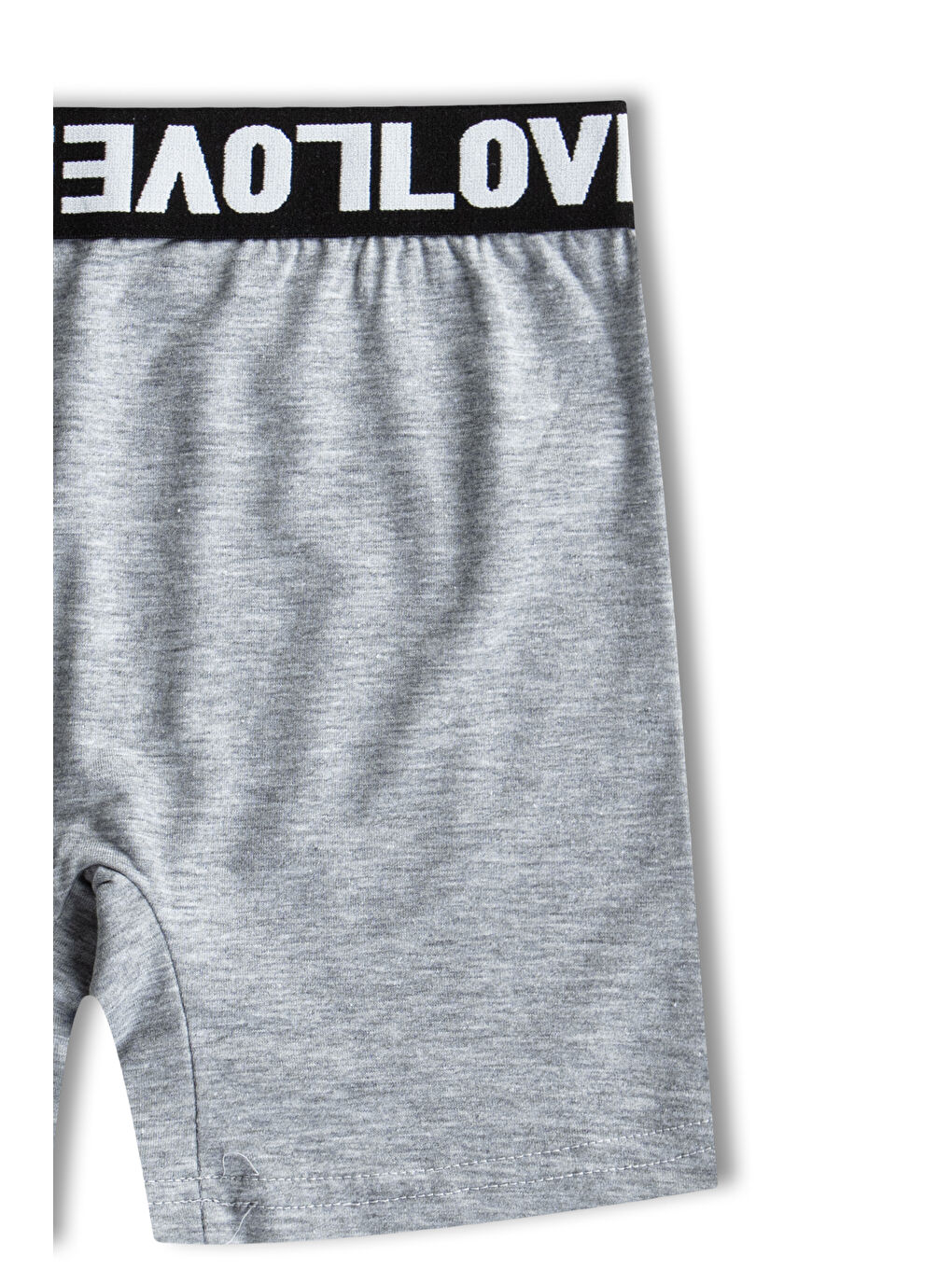 Gri Pamuklu Beli LOVE Yazılı Lastikli Kadın Mini Tayt-1