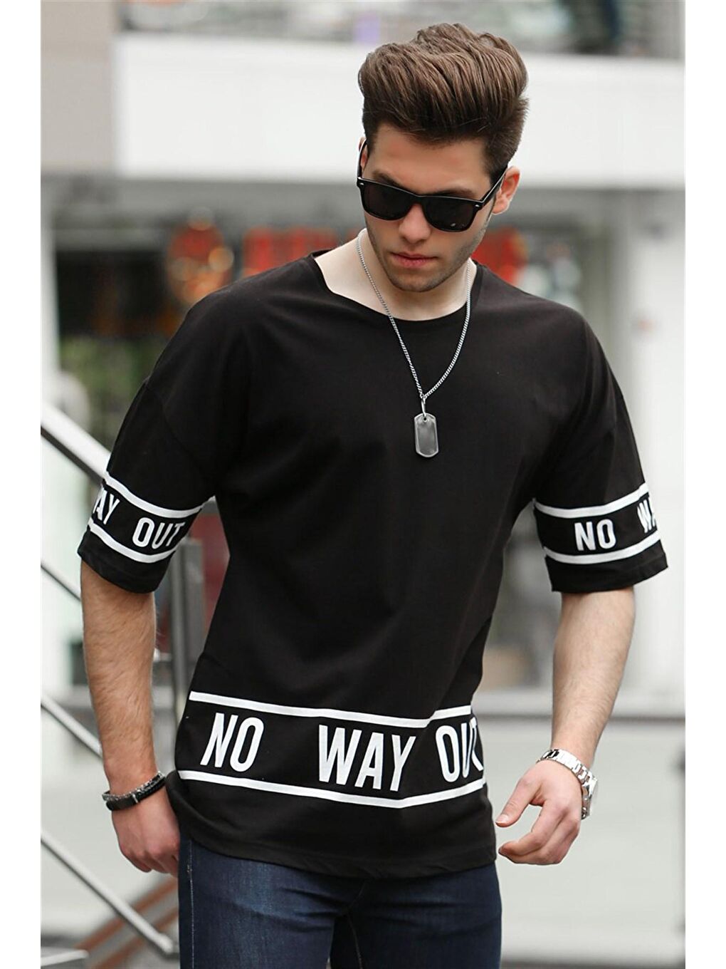 Baskılı Siyah Erkek %100 Pamuk Tişört 4483