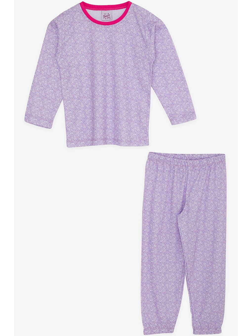 Mor Kız Çocuk Pijama Takımı Desenli Eflatun (4 Yaş)