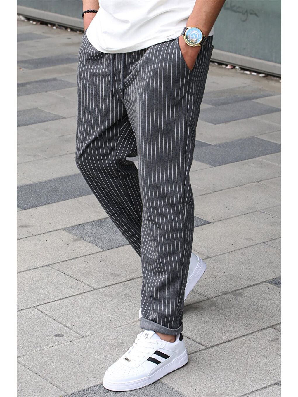 Antrasit Çizgili Erkek Regular Fit Eşofman Altı 6511