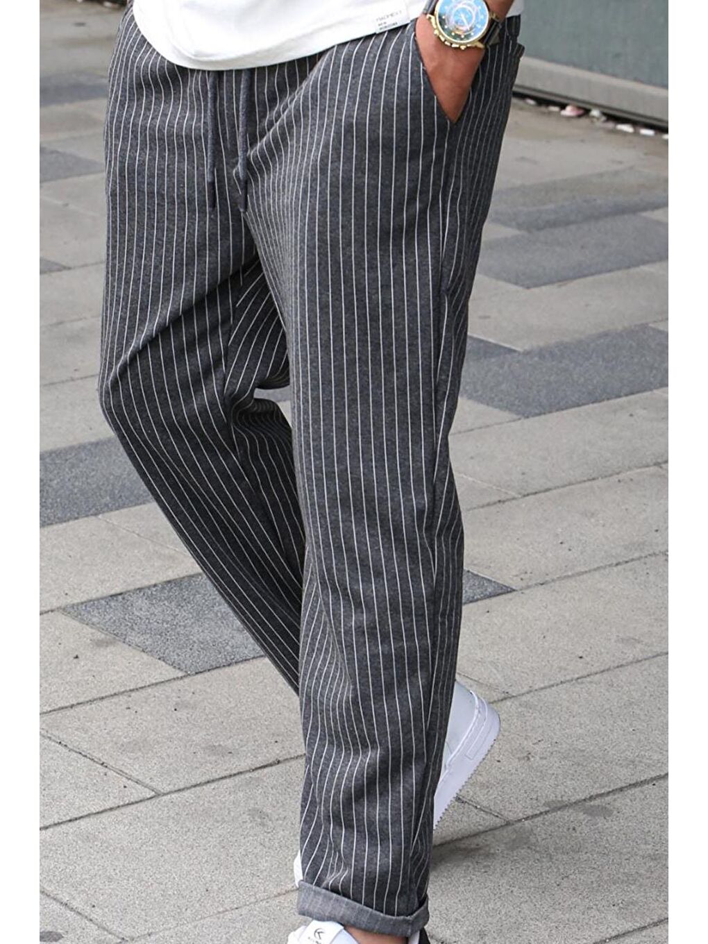 Antrasit Çizgili Erkek Regular Fit Eşofman Altı 6511-2