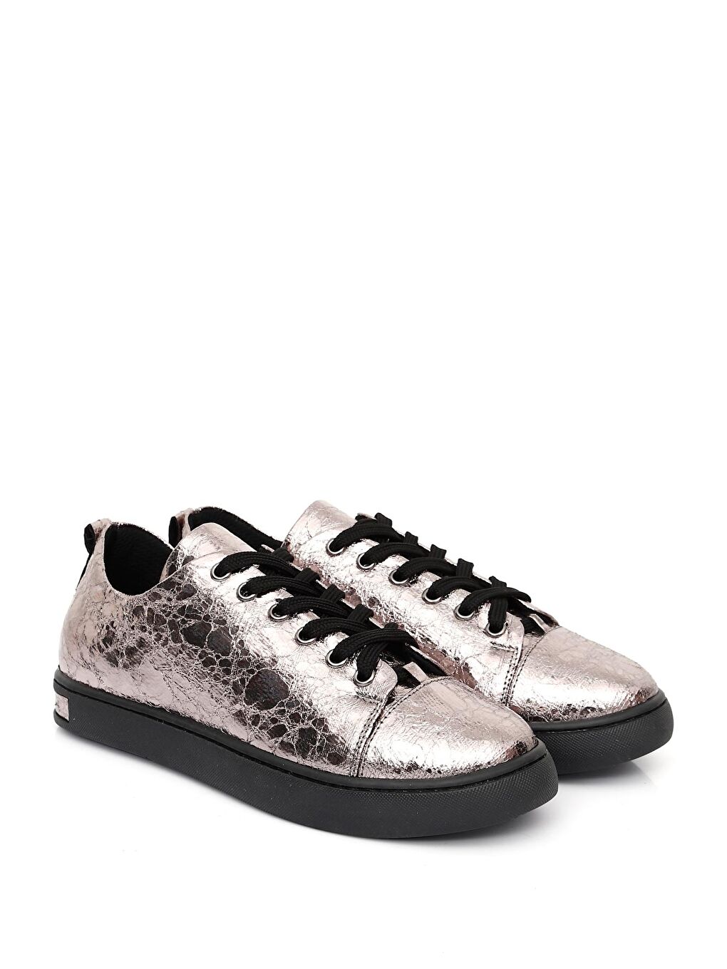 Siyah Gön Yuvarlak Burun Düz Taban Kadın Sneaker 35210-1