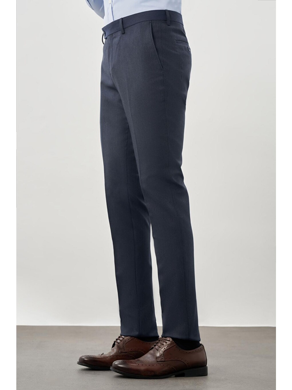 Lacivert Düz Gabardin Esnek Yan Cep Slim Fit Classic Erkek Pantolon 1003245209_202-2