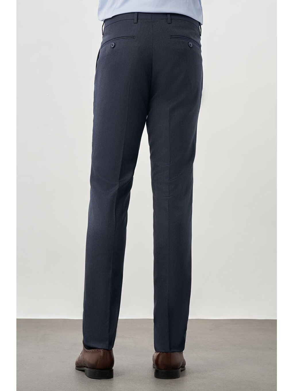 Lacivert Düz Gabardin Esnek Yan Cep Slim Fit Classic Erkek Pantolon 1003245209_202-3