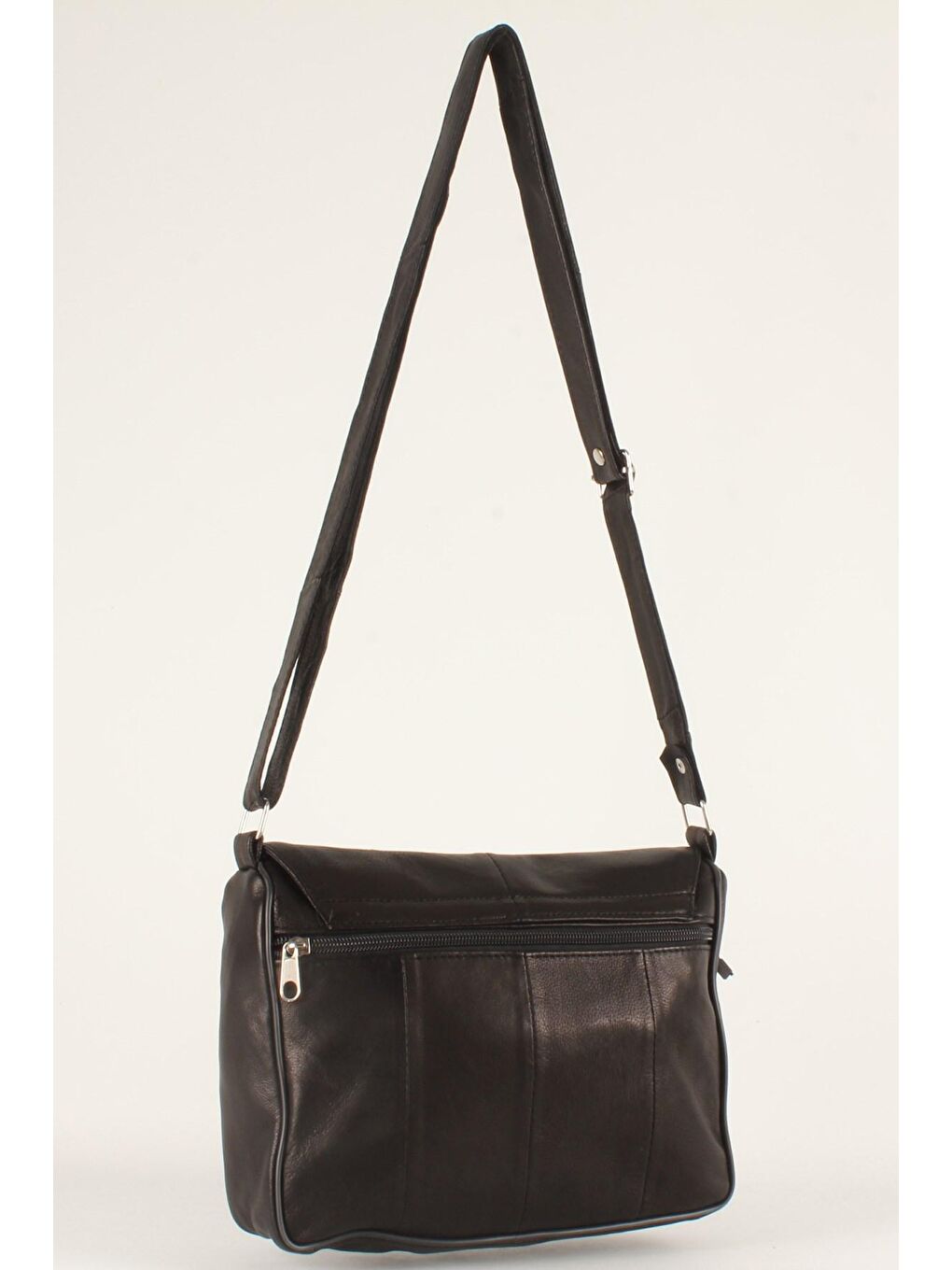 Siyah Kadın Yumuşak Hakiki Deri Parçalı ve Renkli Omuz Çantası (1406)-1