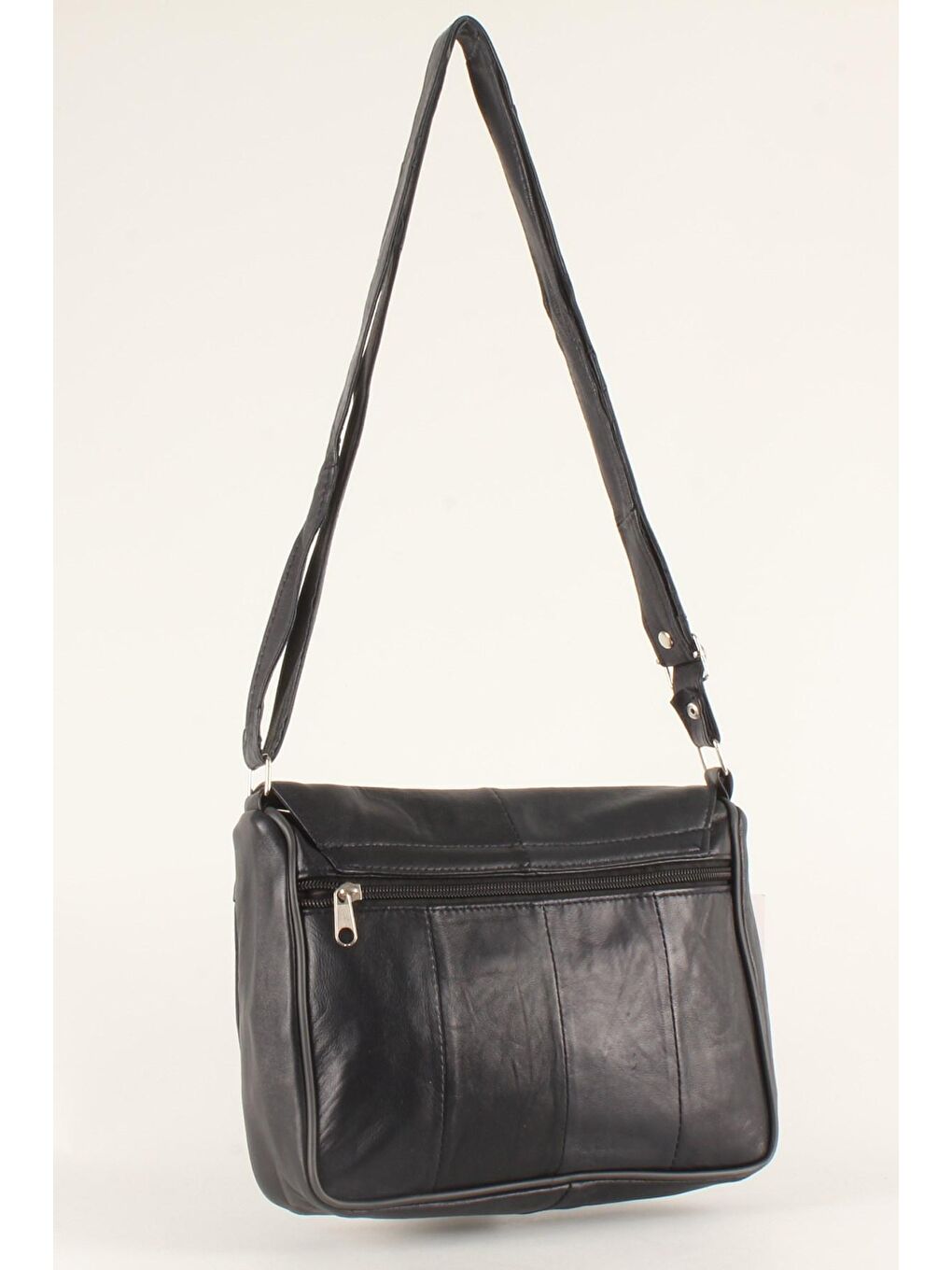 Lacivert Kadın Yumuşak Hakiki Deri Parçalı ve Renkli Omuz Çantası (1406)-1