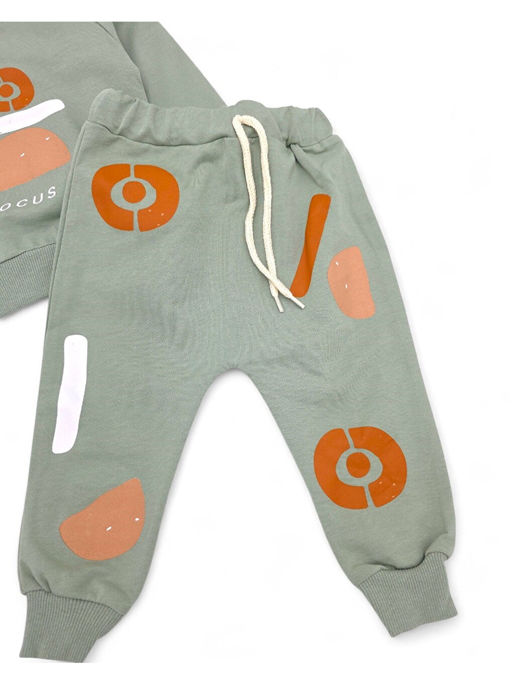 Yeşil Erkek Bebek Mevsimlik Focus Baskılı Sweatshirt Ve Altlı 6-9-12-18-24 Ay Bebek Takımı-4
