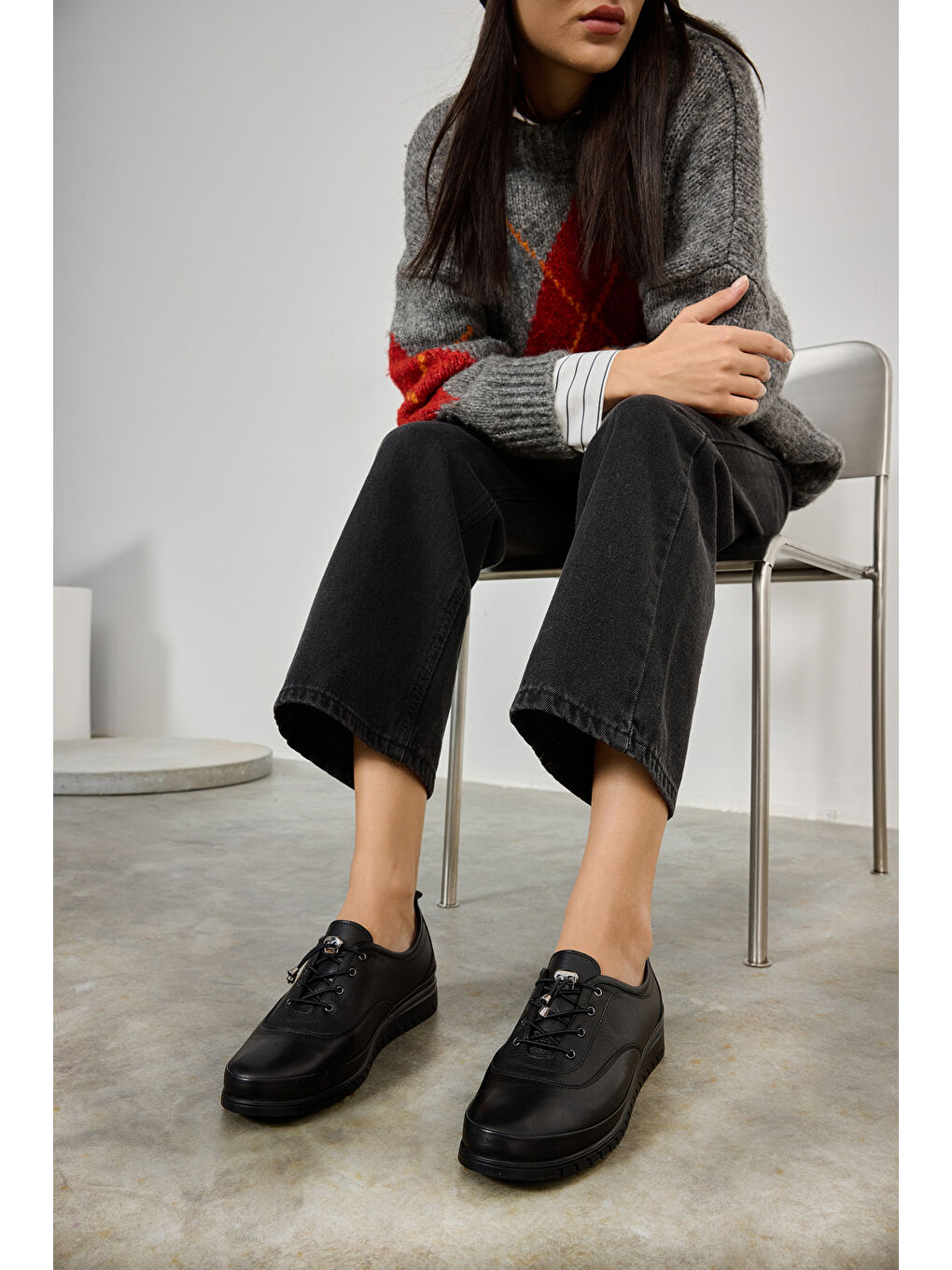 Kadın Hakiki Deri Ayakkabı 14355Z2767 Siyah