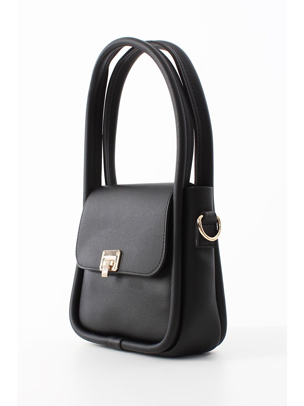 Siyah Metal Kilitli Çapraz Askılı Suni Deri Omuz Çantası-2