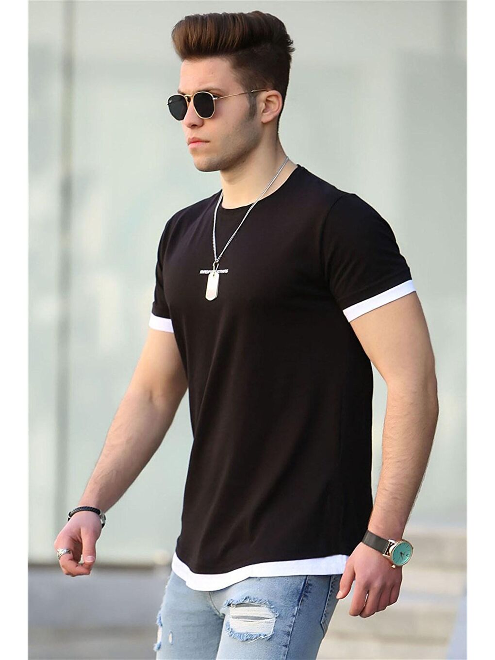 Madmext Basic Siyah Erkek Tişört 4459
