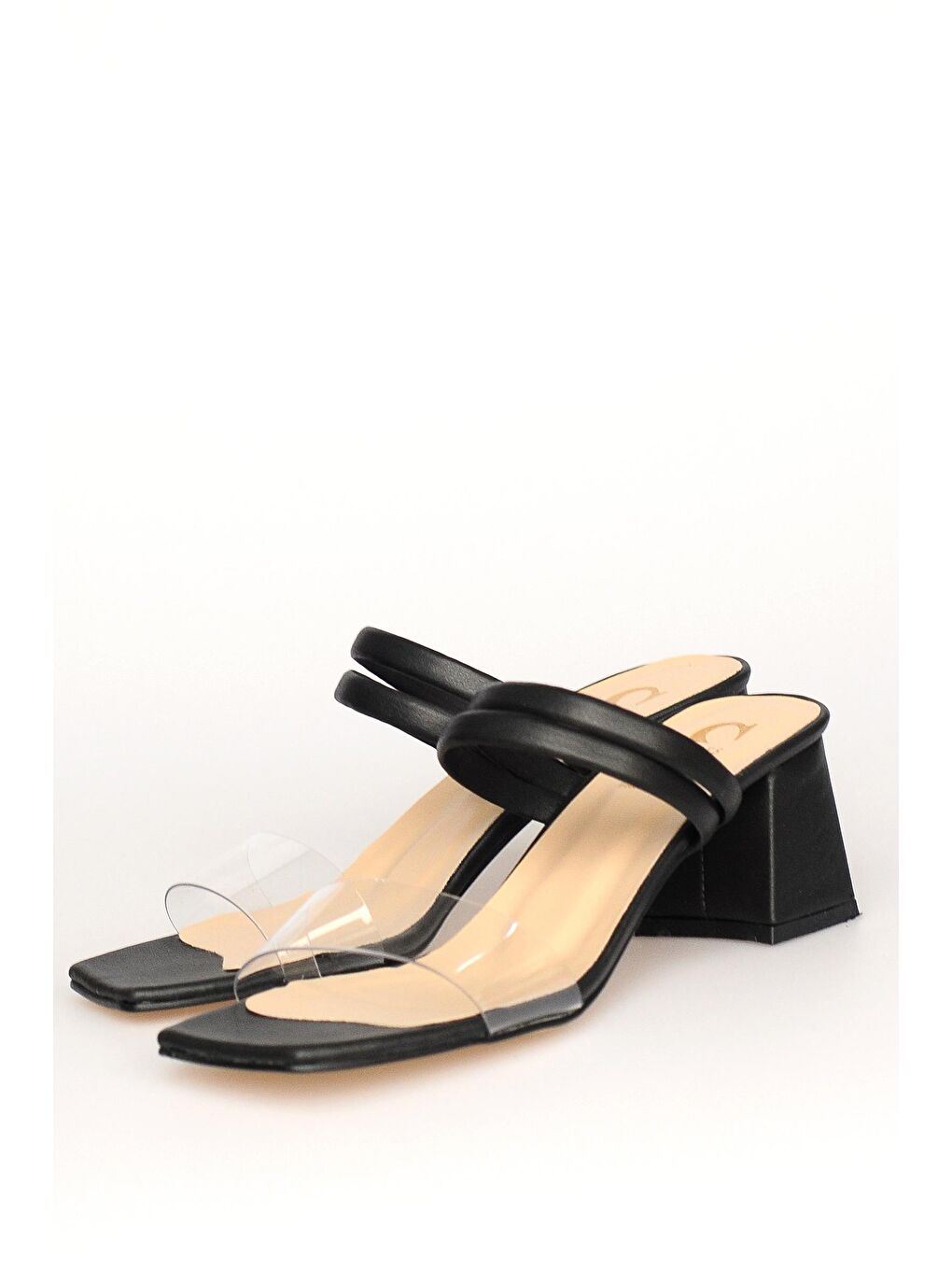 Siyah Şeffaf Bantlı Topuklu Kadın Terlik 008-456-22-2