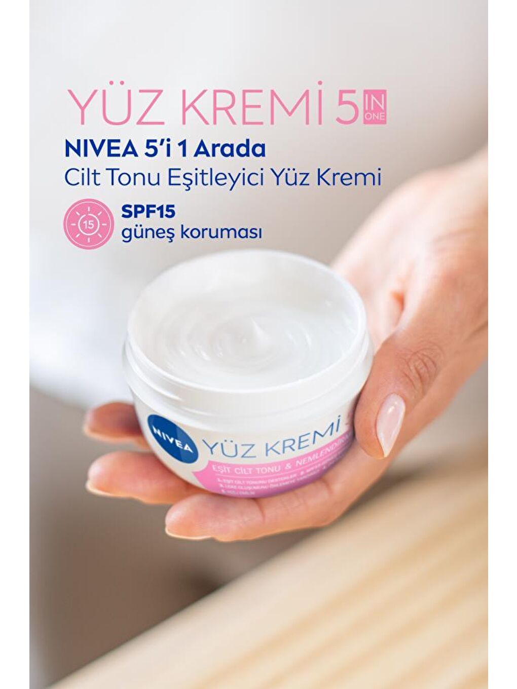 NIVEA Yüz Kremi 100 ml, Eşit Cilt Tonu, 24 Saat Ne mlendirici Yüz Kremi, Spf15 - 5