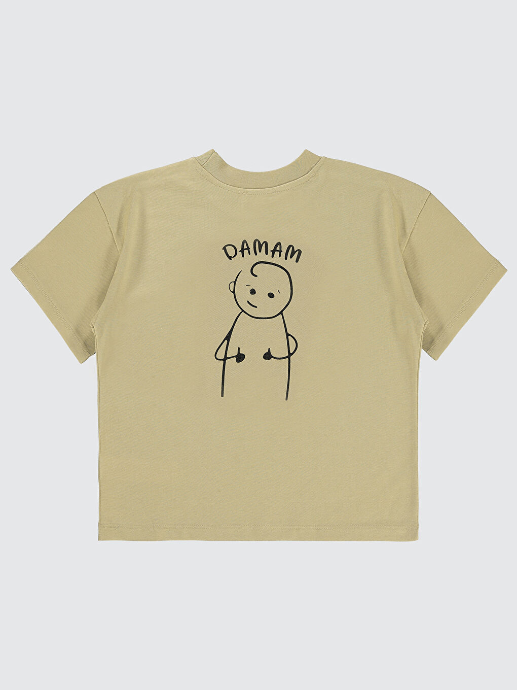 Ekru Mivil Oversize Çocuk Tişört 10-13 Yaş Yulaf Sütü-1