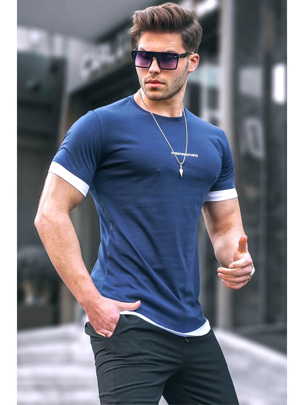 Basic Lacivert Erkek Tişört 4459