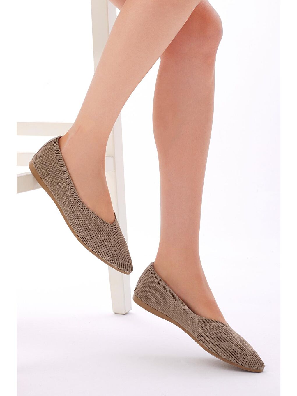 Kahverengi Kadın Vizon Rahat Kalıp Düz Örgü Babet-2