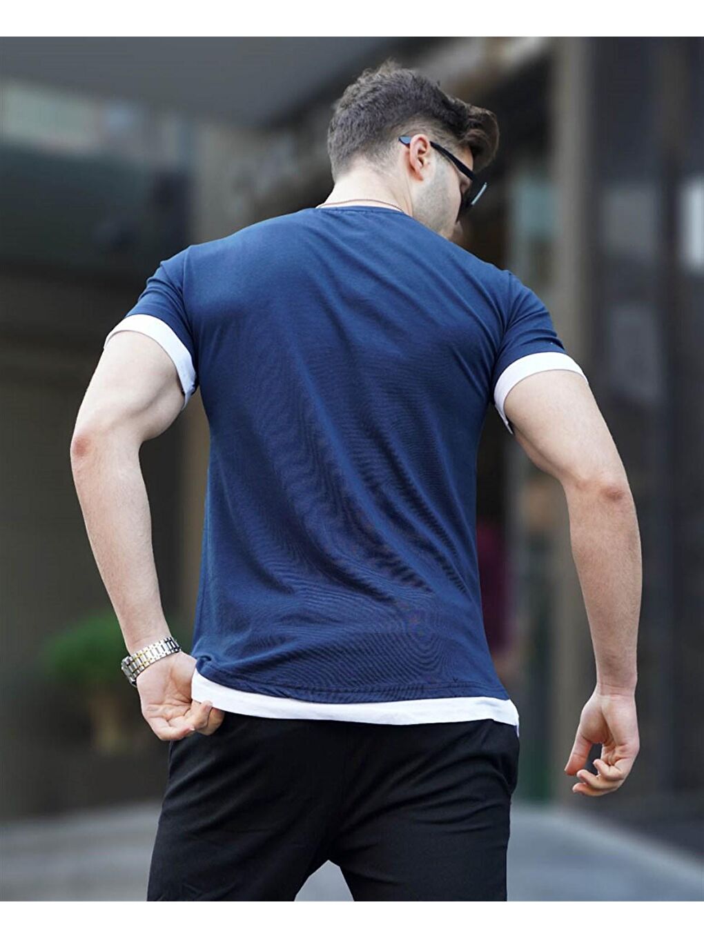 Basic Lacivert Erkek Tişört 4459-1