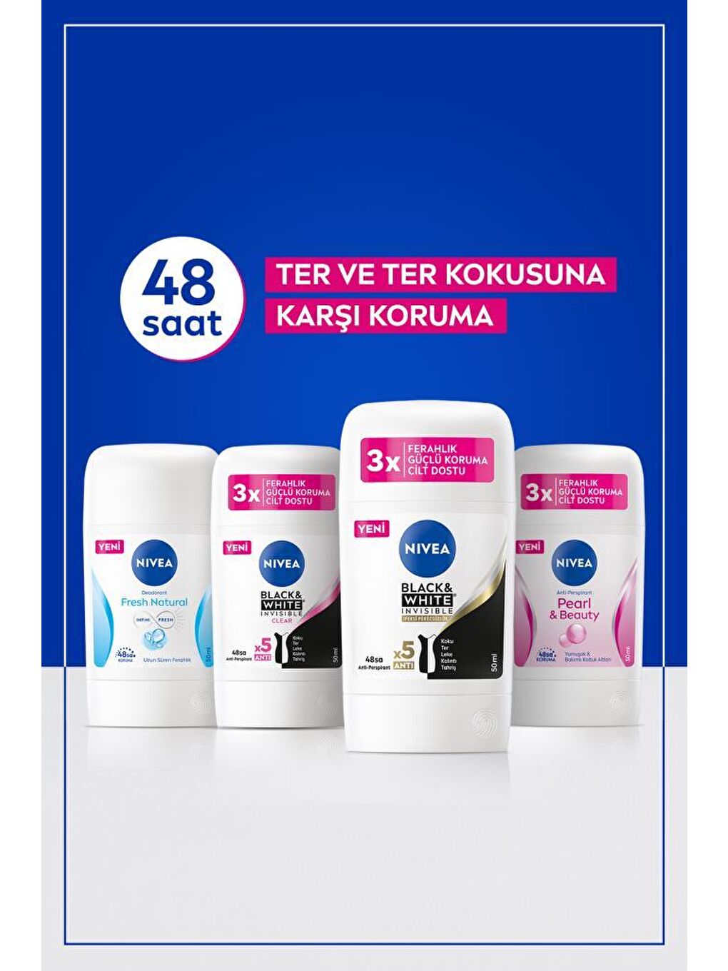 NIVEA Kadın Stick Deodorant Black&White Invisible Clear 48 Saat Anti-Perspirant Koruma 50 ml - 3