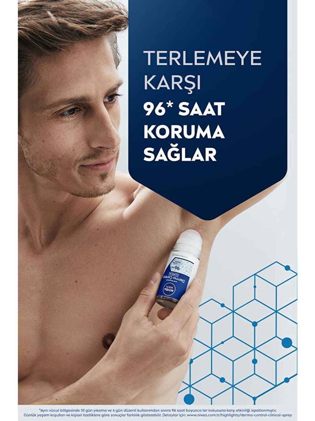 NIVEA Men Derma Control Clinical Erkek Roll-On Deodorant 50 ml, Üstün Koruma, Ekstra Kuruluk - 1