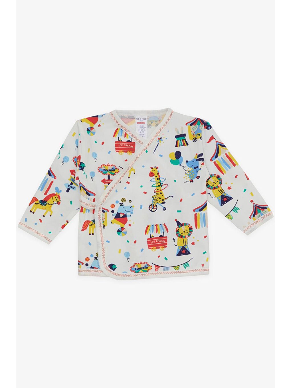 Erkek Bebek Hastane Çıkışı 5 li Lunapark Temalı Hayvancıklar Desenli Beyaz (0-3 Ay)-2