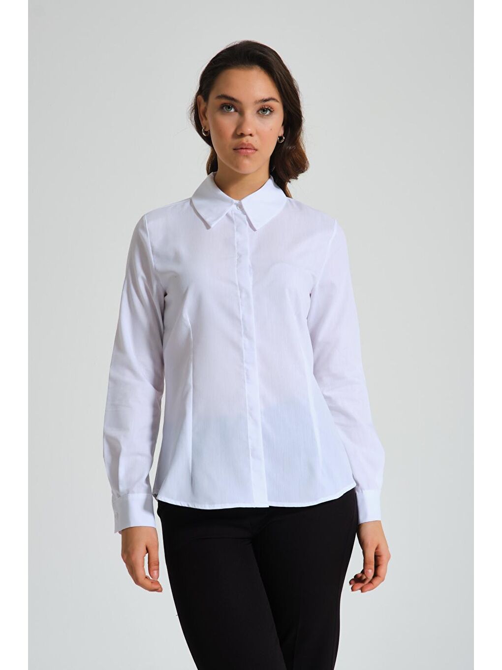 Mizalle Beyaz Basic Poplin Beyaz Gömlek - 3