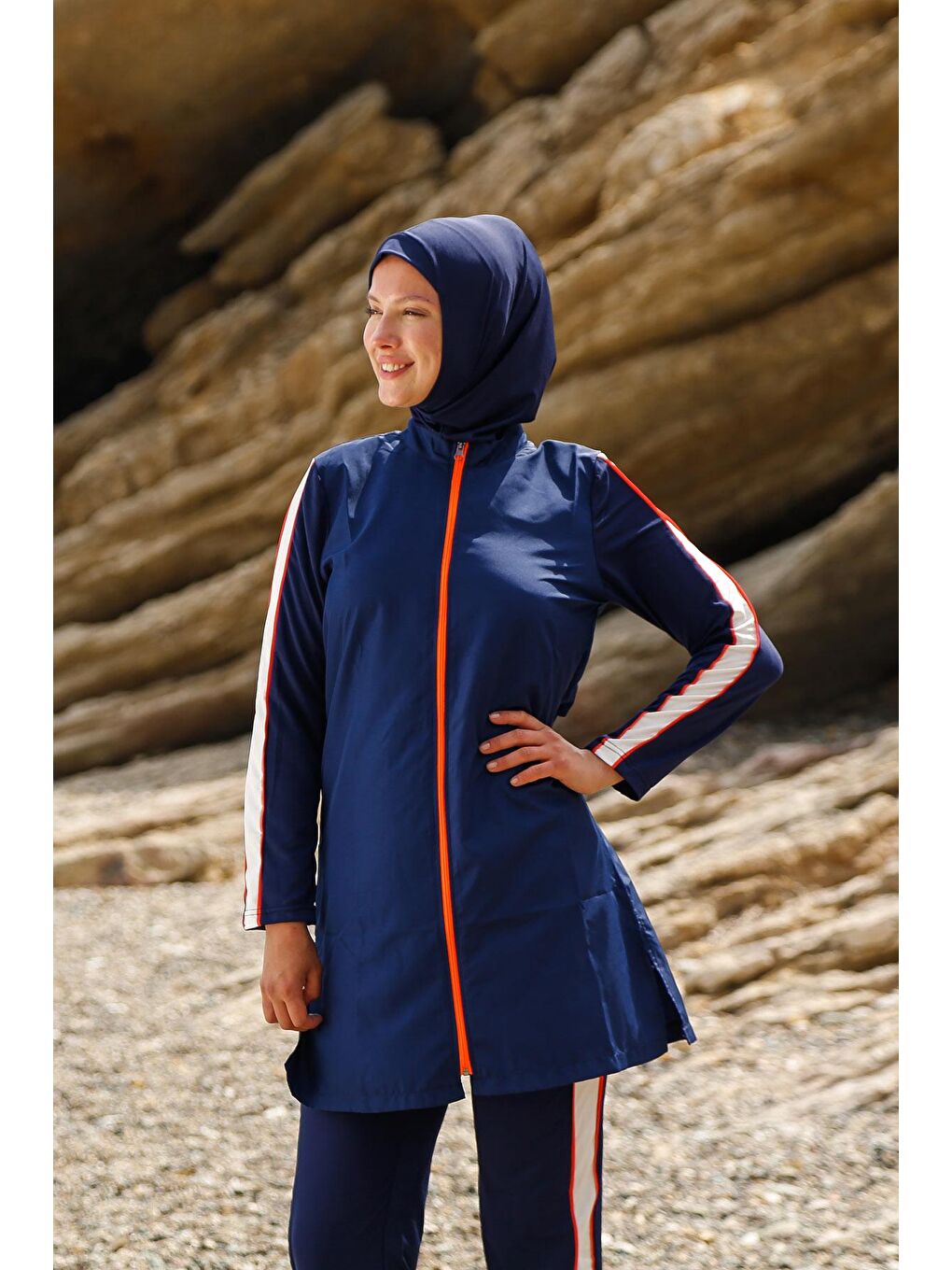 Lacivert Tam Kapalı Tesettür Mayo M2270-1