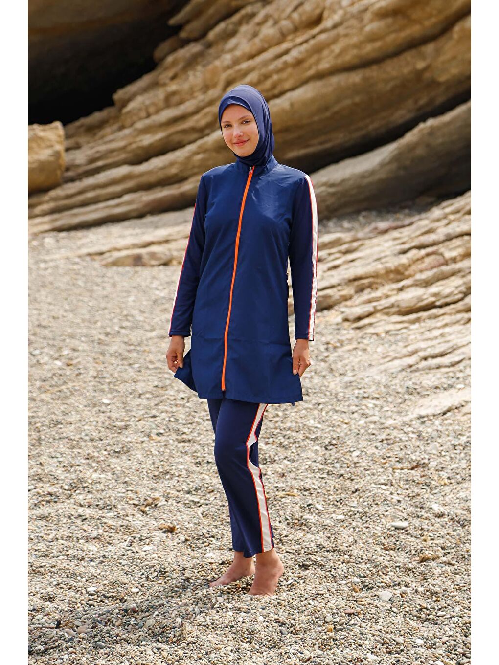 Lacivert Tam Kapalı Tesettür Mayo M2270-2