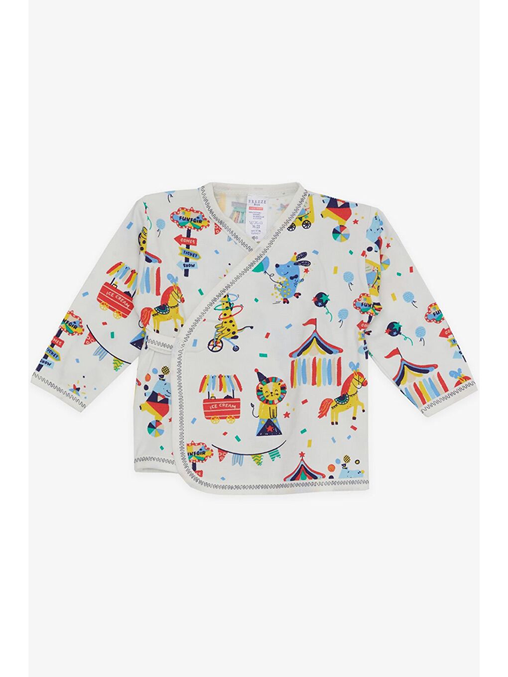 Erkek Bebek Hastane Çıkışı 5 li Lunapark Temalı Hayvancıklar Desenli Beyaz (0-3 Ay)-2