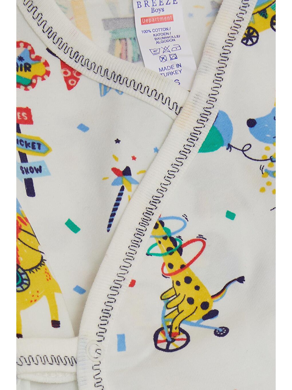 Erkek Bebek Hastane Çıkışı 5 li Lunapark Temalı Hayvancıklar Desenli Beyaz (0-3 Ay)-4