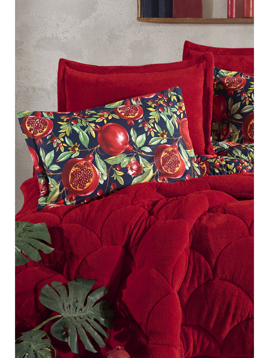 Kırmızı Wellsoft Çift Kişilik Uyku Seti Çift Taraflı Narissa-1