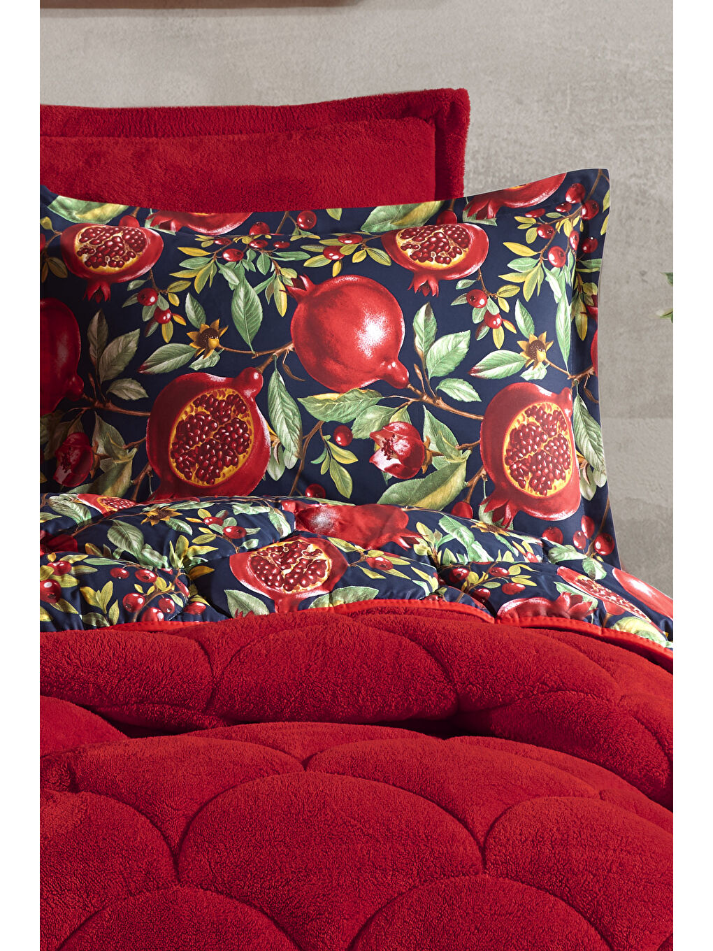 Kırmızı Wellsoft Çift Kişilik Uyku Seti Çift Taraflı Narissa-2