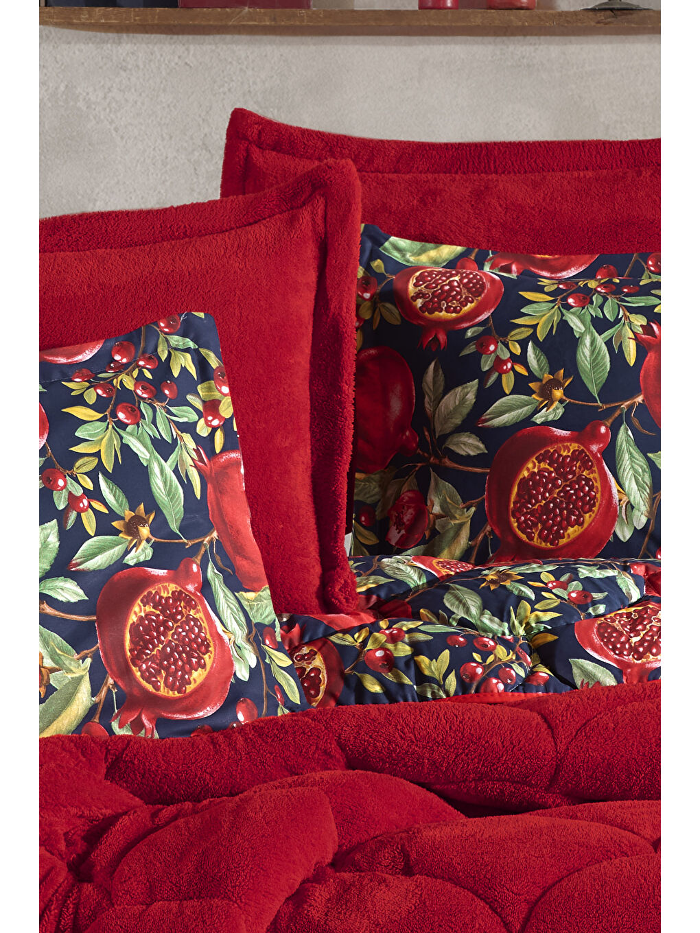 Kırmızı Wellsoft Çift Kişilik Uyku Seti Çift Taraflı Narissa-3