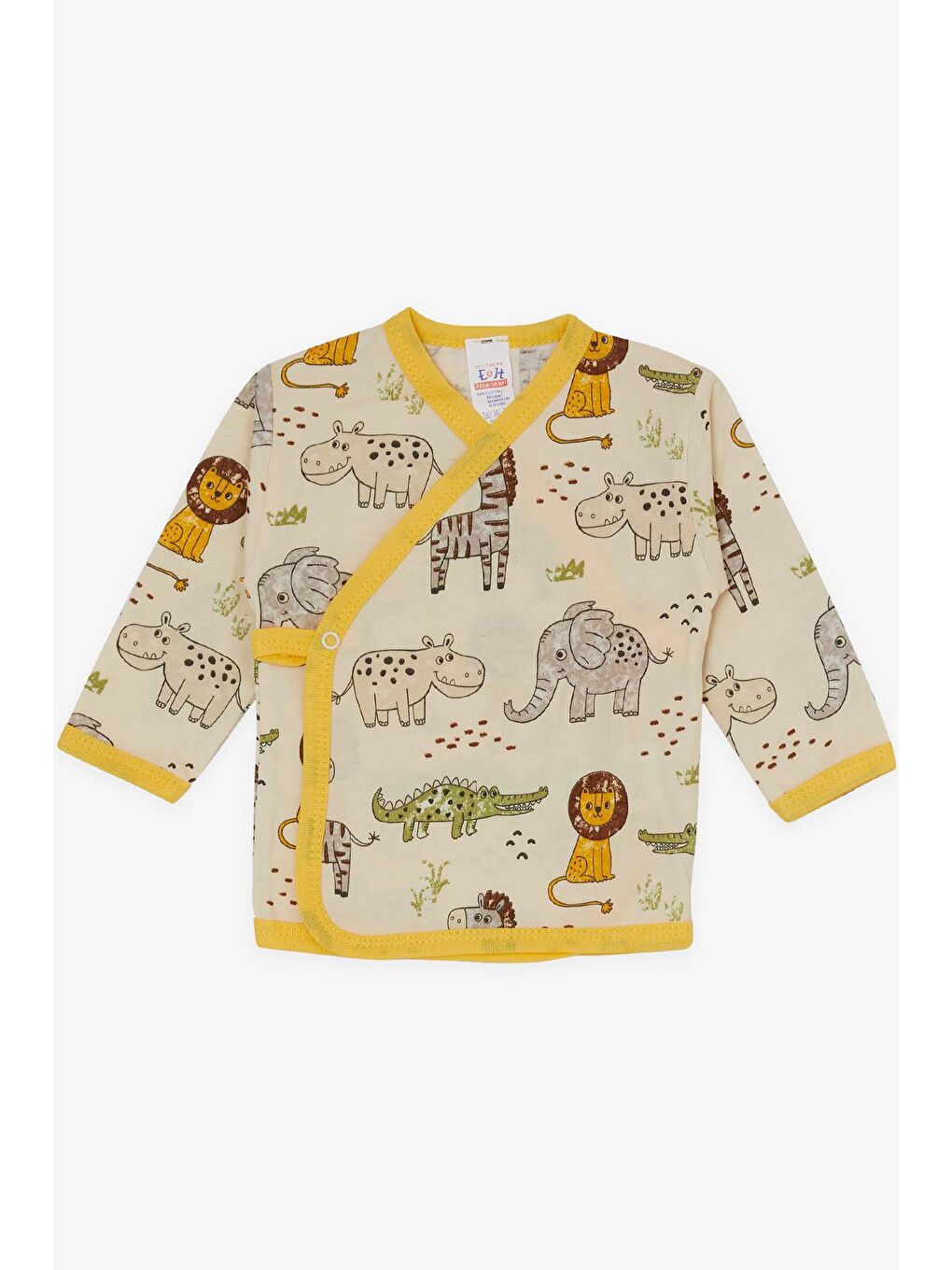 Ekru Erkek Bebek Hastane Çıkışı 5 li Sevimli Hayvancıklar Desenli Krem (3 Ay)-2