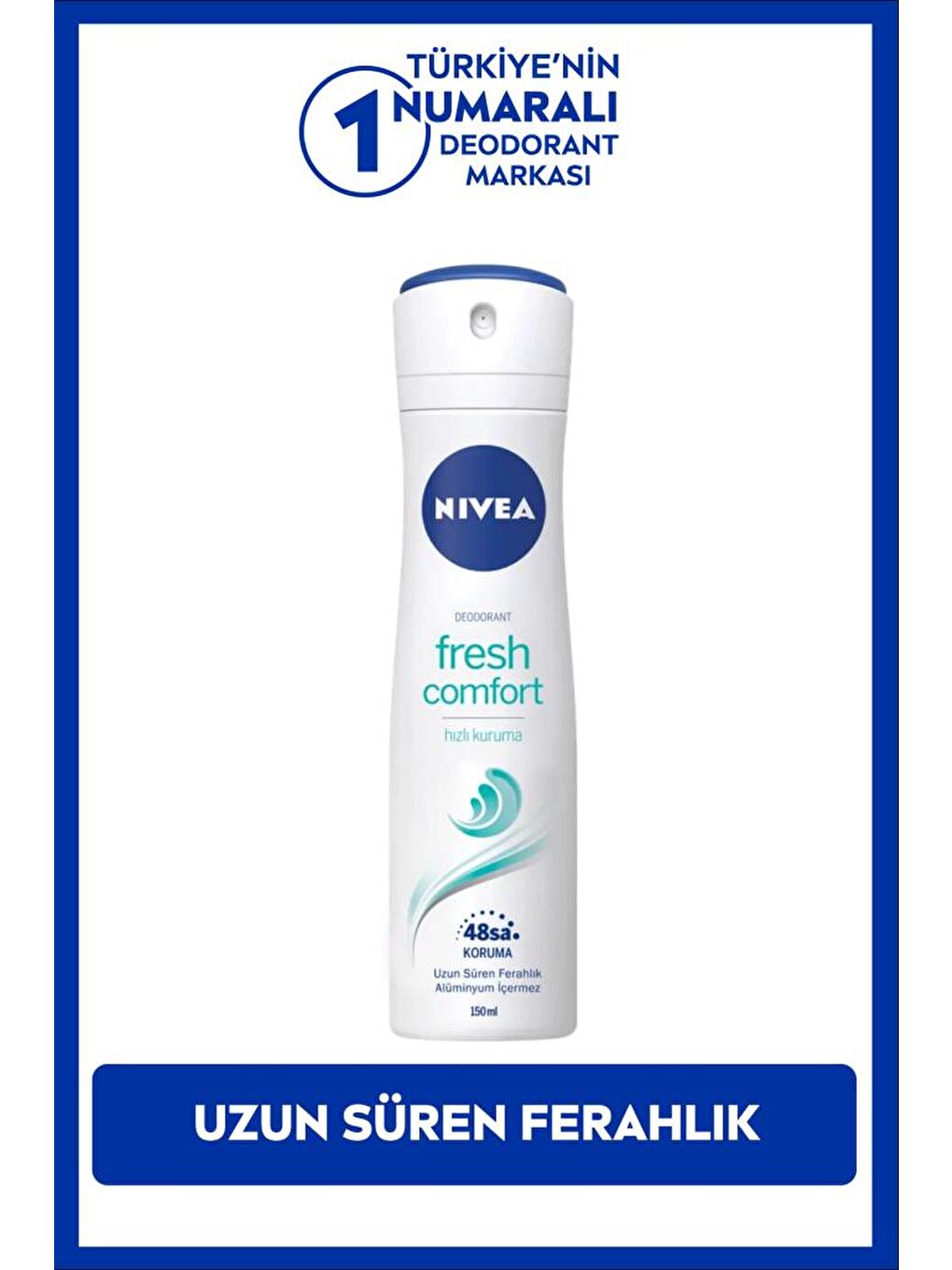 NIVEA Kadın Sprey Deodorant Fresh Comfort, 48 Saat Deodorant Koruması, 150 ml, Uzun Süren Ferahlık