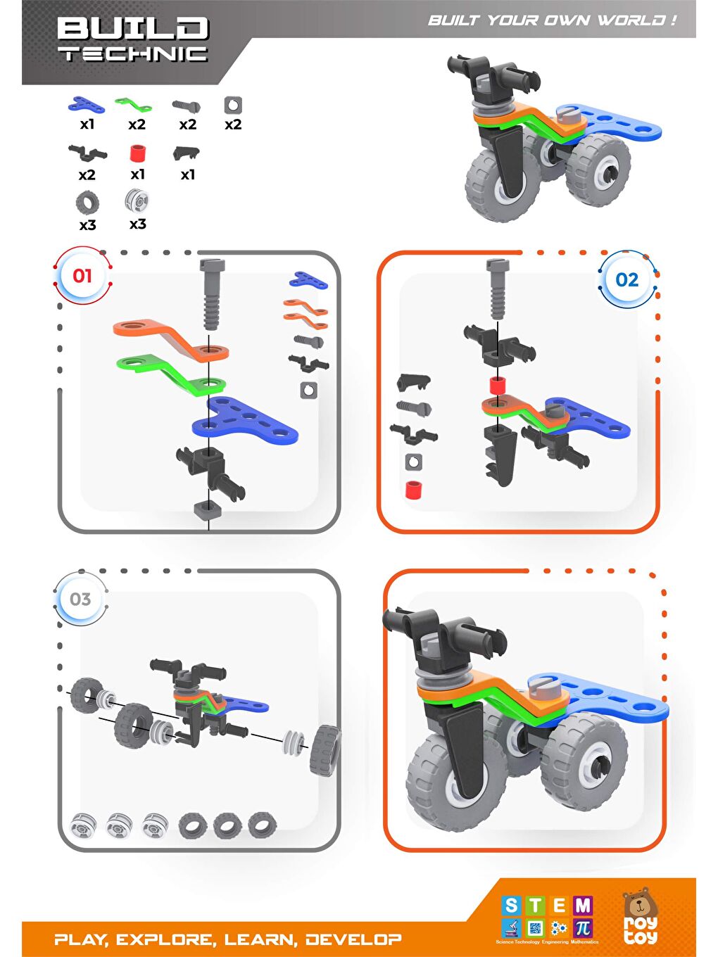 RoyToy Sök Tak Araçlar - Motor (18 Parça) 4100101 - 3