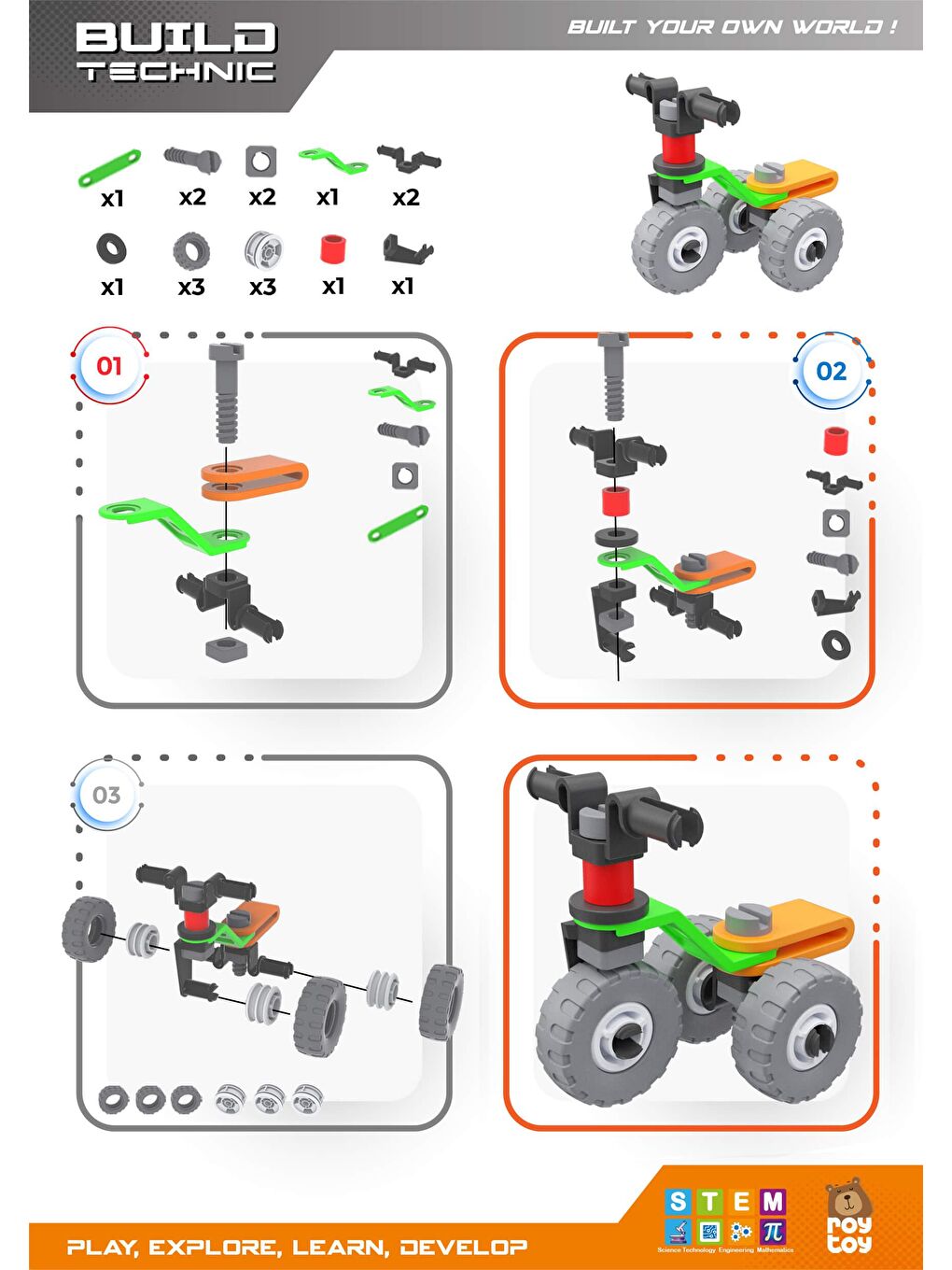 RoyToy Sök Tak Araçlar - Motor (18 Parça) 4100103 - 3