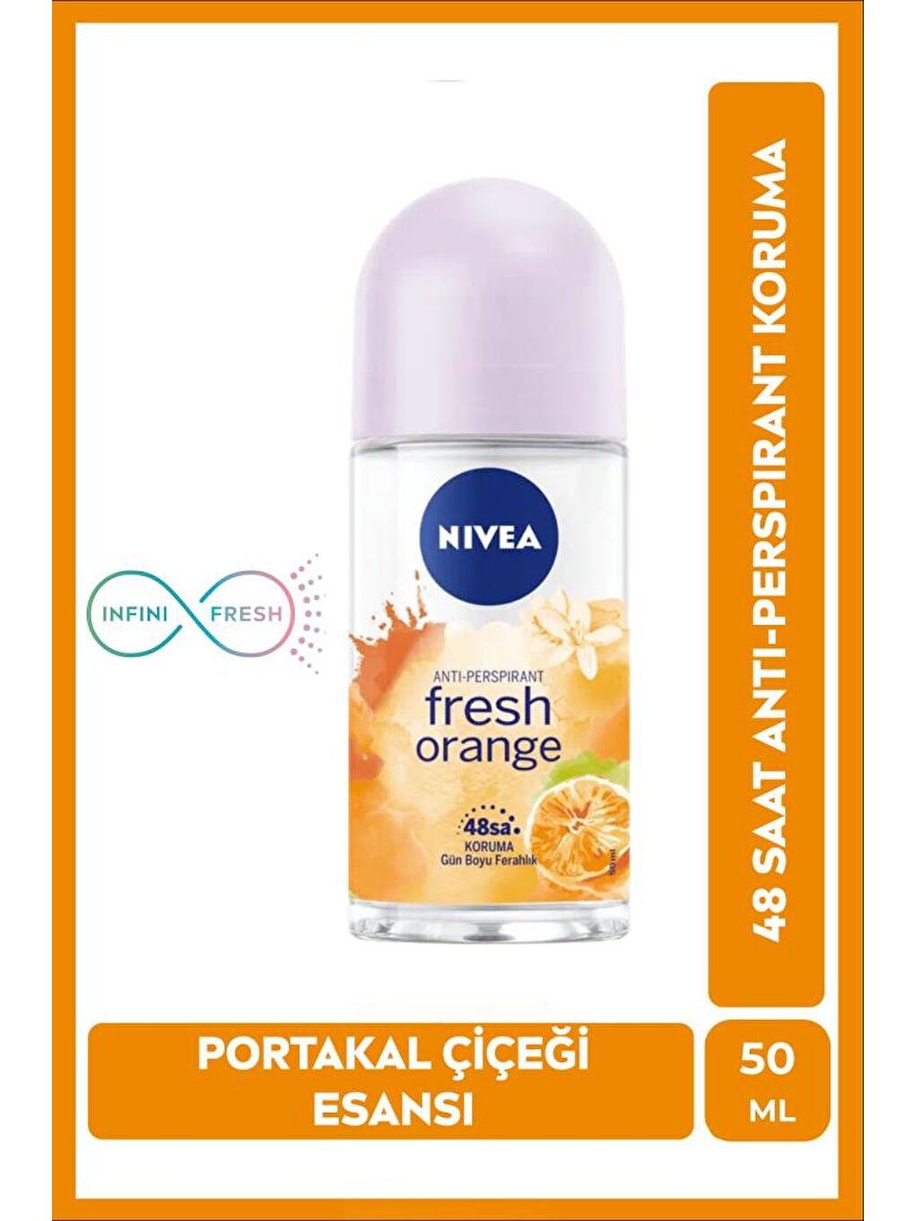 NIVEA Kadın Roll On Deodorant Fresh Orange 50 ml, 48 Saat Anti-Perspirant Koruması