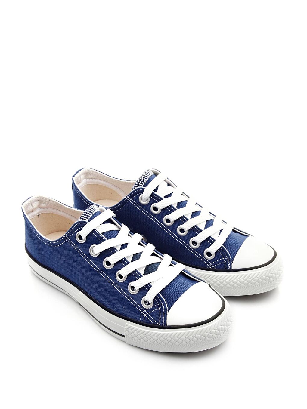 Siyah Gön Bağcıklı Kadın Keten Günlük Spor Düz Taban Sneaker 35222-1