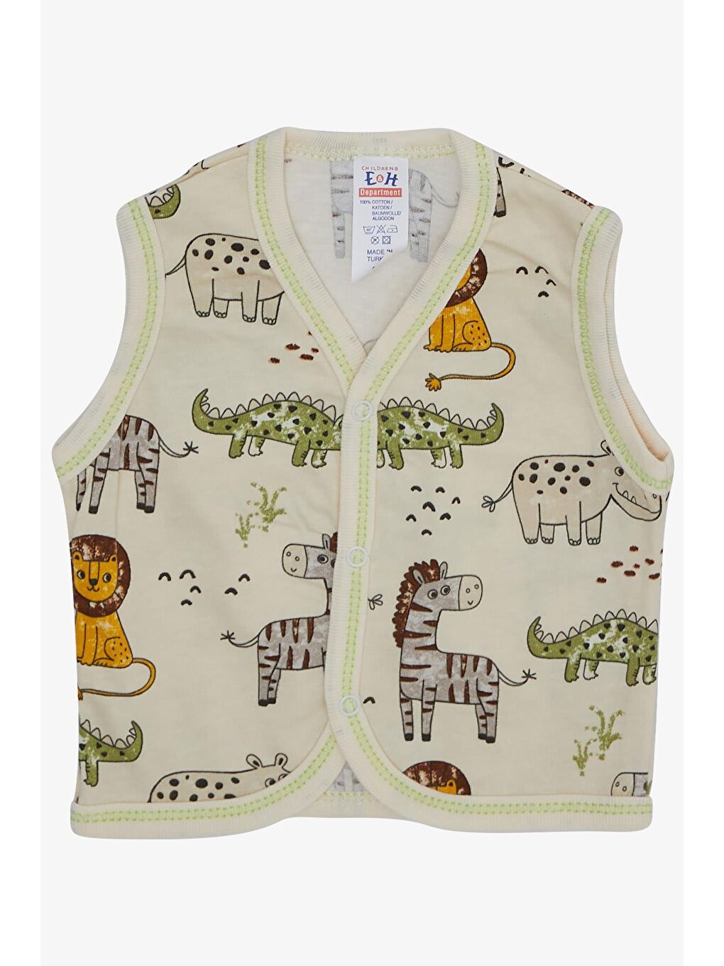 Ekru Erkek Bebek Hastane Çıkışı 8 li Sevimli Hayvancıklar Desenli Krem (0-3 Ay)-4