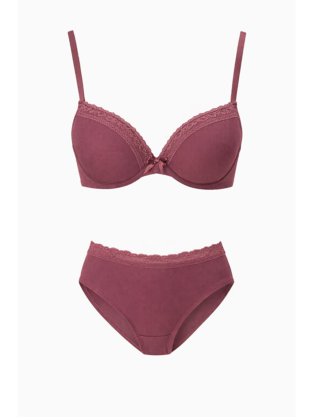 Pembe Gül Kurusu Destekli Dantel Detaylı Sütyen Takım