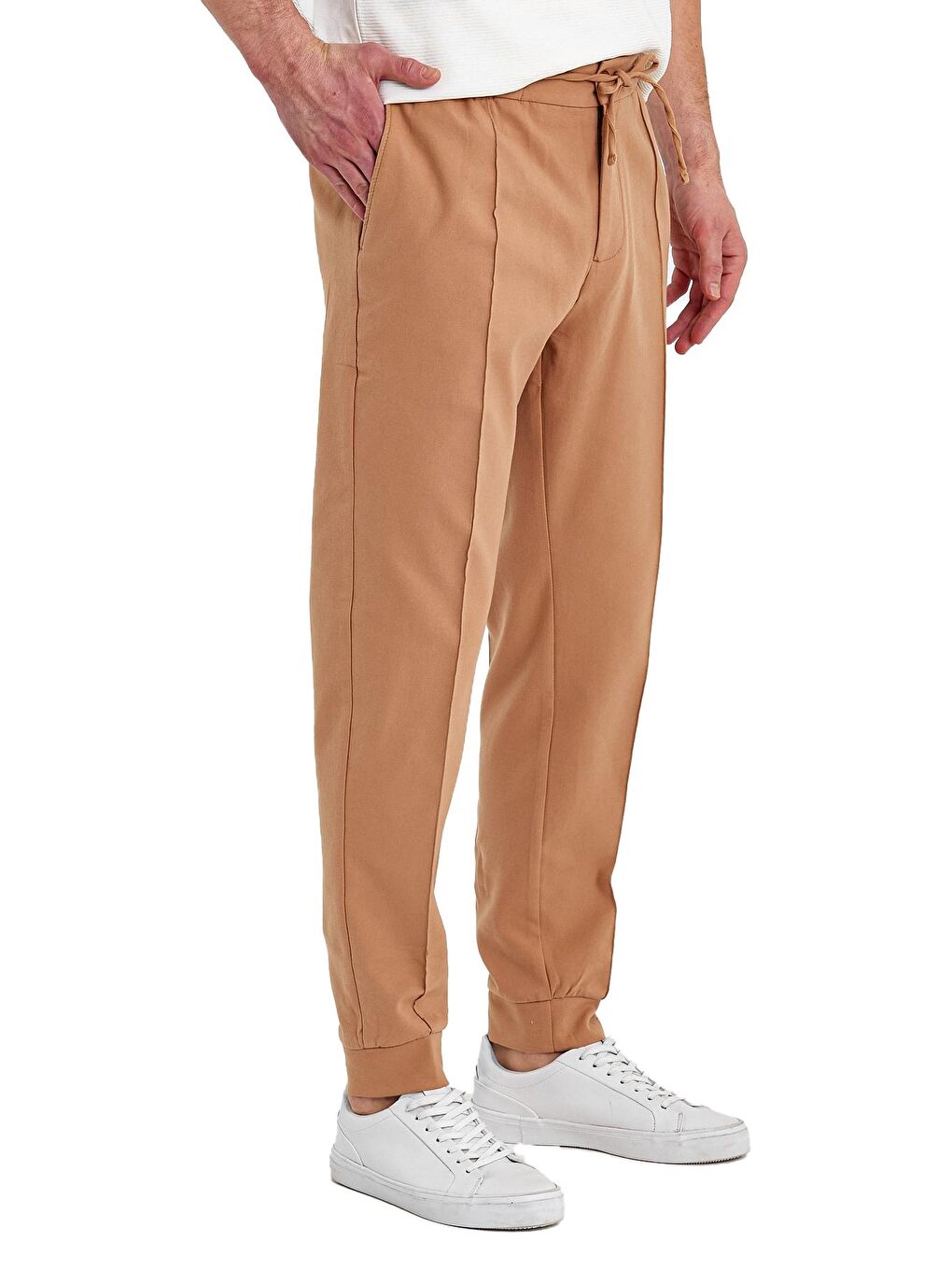 Sarı Beli İpli Fermuarlı Erkek Jogger Pantolon