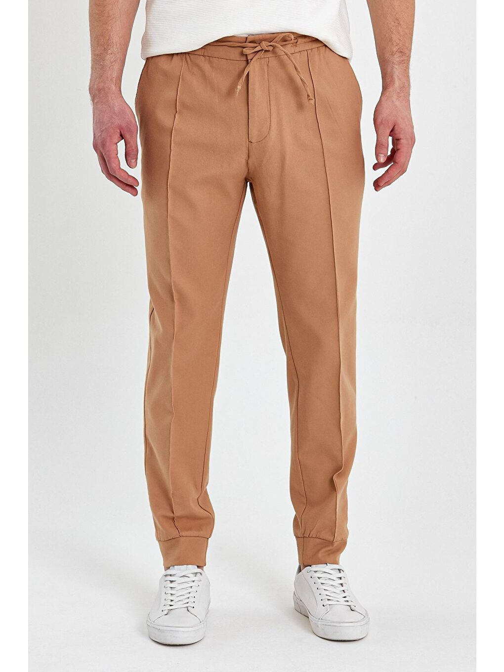 Sarı Beli İpli Fermuarlı Erkek Jogger Pantolon-1