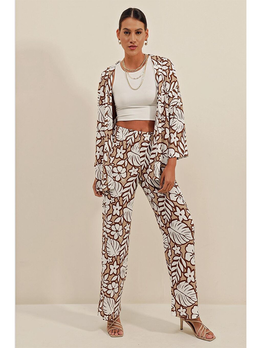 6582 Örme İkili Takım - Kahverengi