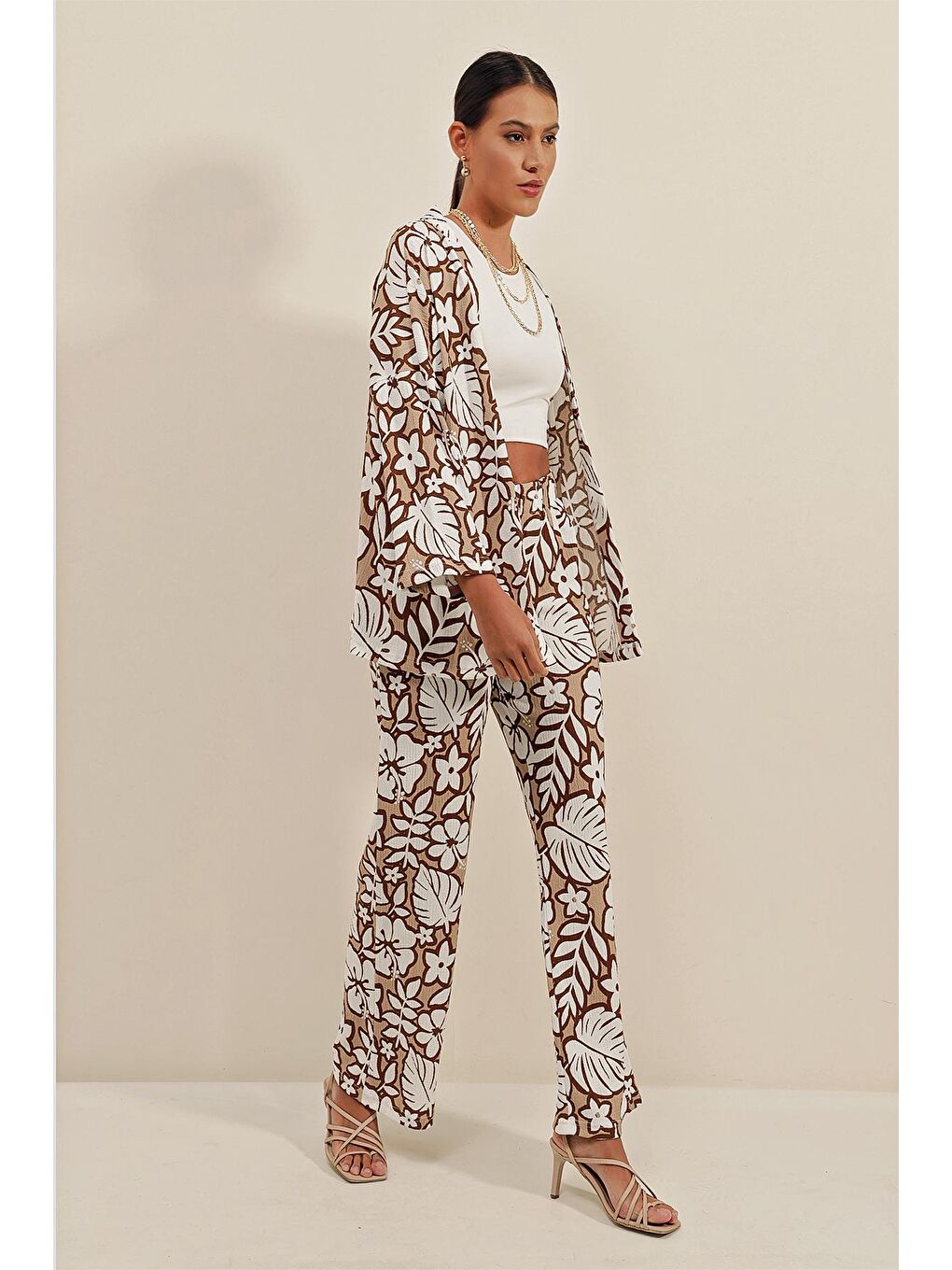 6582 Örme İkili Takım - Kahverengi-1