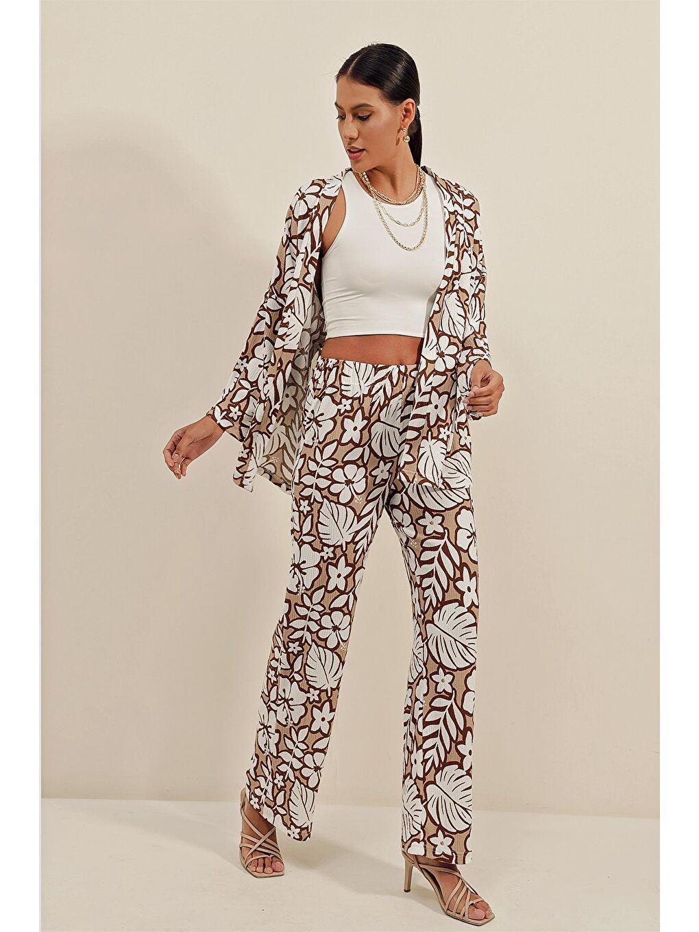 6582 Örme İkili Takım - Kahverengi-2